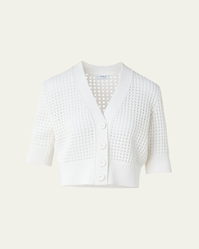 Chunky Cotton Mesh Knit Cardigan